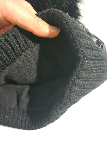 Siyah Kürk Detaylı Kadın Bere KOTON marka - Görsel 7