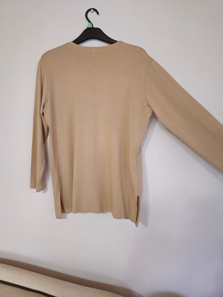 Nakışlı V Yaka Bej Hırka - Görsel 4