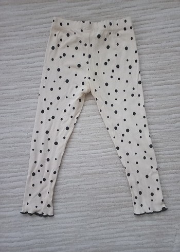 Kız Çocuk Beyaz Puantiyeli Pamuklu Tayt - Görsel 2