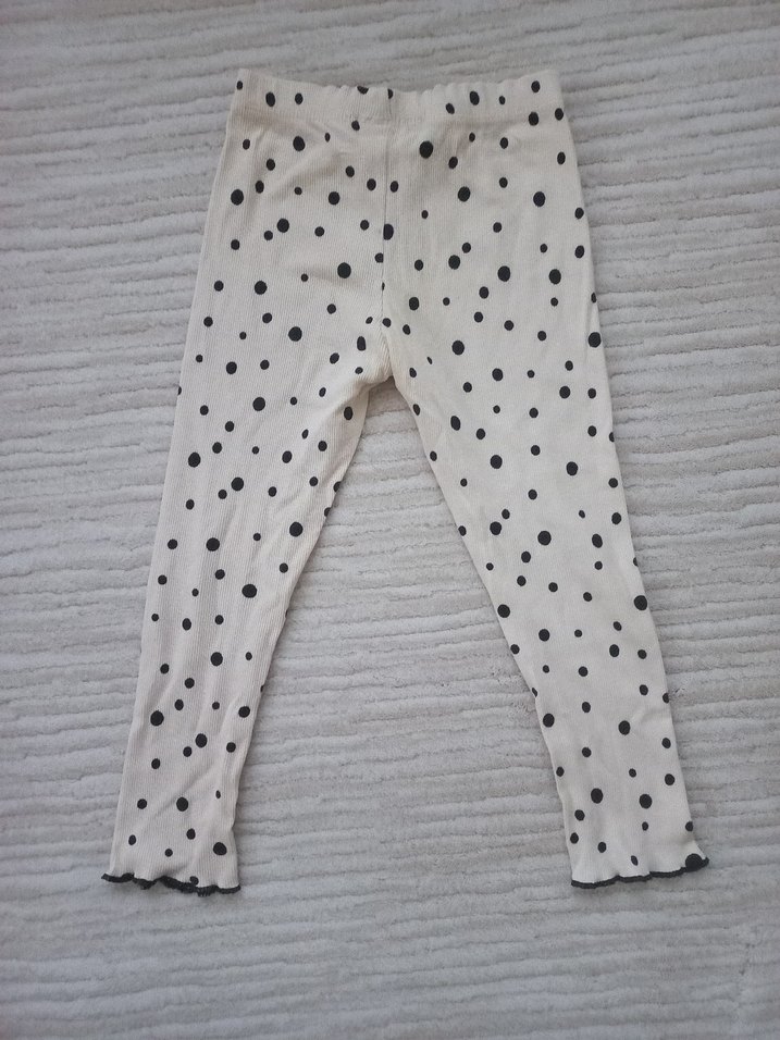 Kız Çocuk Beyaz Puantiyeli Pamuklu Tayt - Görsel 2