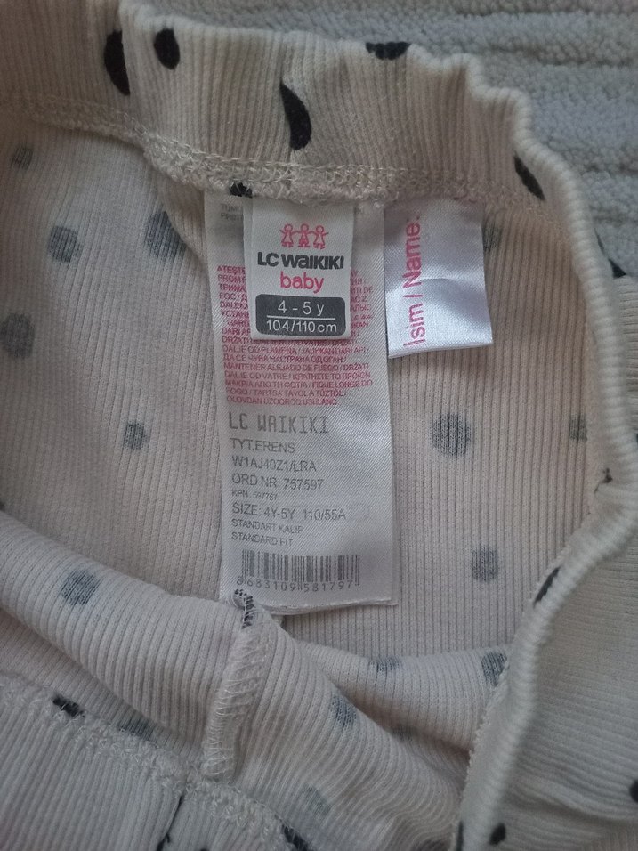 Kız Çocuk Beyaz Puantiyeli Pamuklu Tayt - Görsel 3