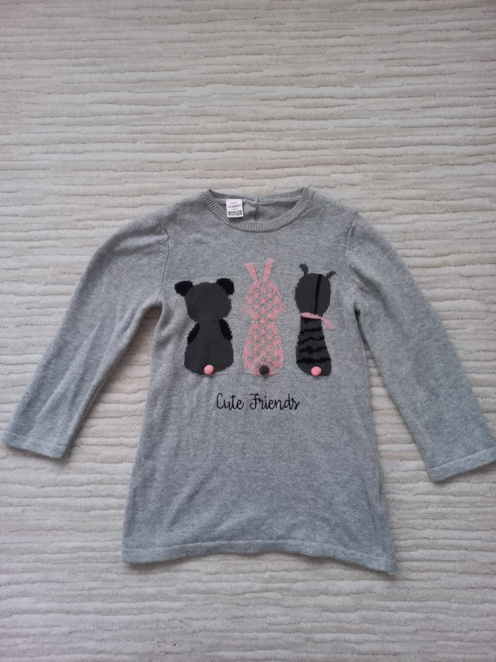 Kız Çocuk Gri Uzun Kollu Triko Tişört - Görsel 2