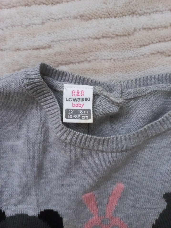 Kız Çocuk Gri Uzun Kollu Triko Tişört - Görsel 5