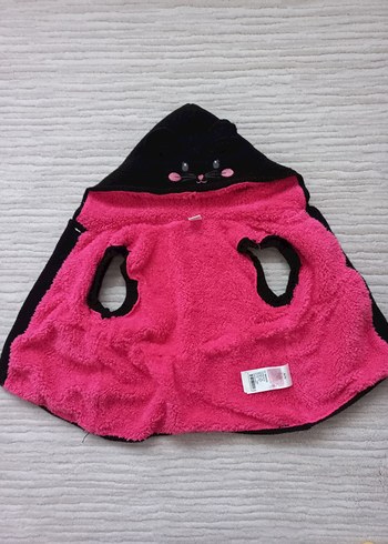 Kız Çocuk Siyah Kapüşonlu Örgü Yelek - Görsel 3