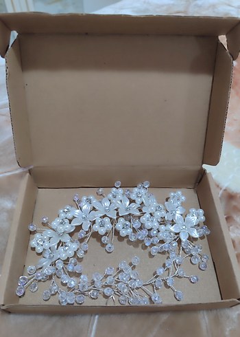 Beyaz Boncuklu Cam Kadın Saç Aksesuarı - Görsel 2