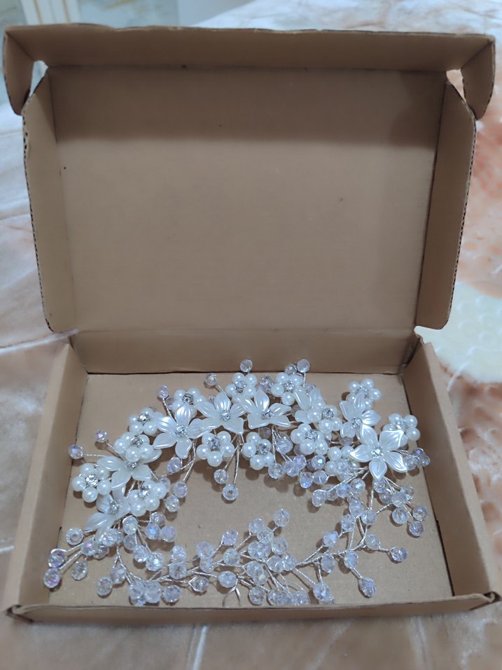 Beyaz Boncuklu Cam Kadın Saç Aksesuarı - Görsel 2