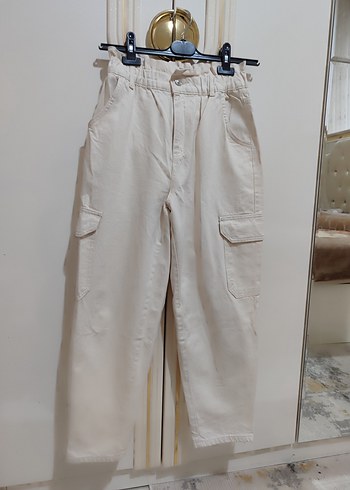 Bej Rahat Kesim Kadın Kumaş Pantolon - Görsel 4