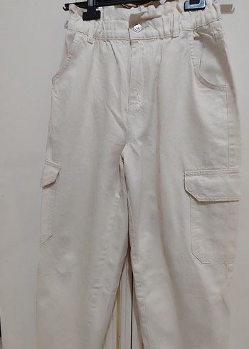 Bej Rahat Kesim Kadın Kumaş Pantolon - Görsel 5