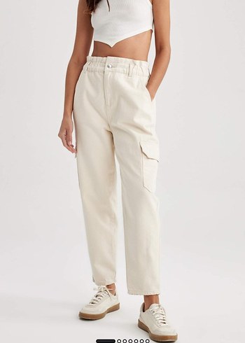 Bej Rahat Kesim Kadın Kumaş Pantolon - Görsel 3