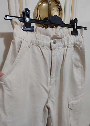 Bej Rahat Kesim Kadın Kumaş Pantolon - Görsel 7