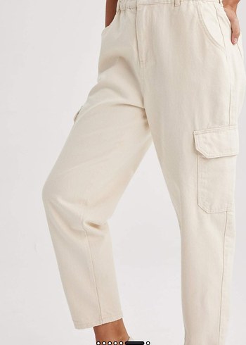 Bej Rahat Kesim Kadın Kumaş Pantolon - Görsel 2