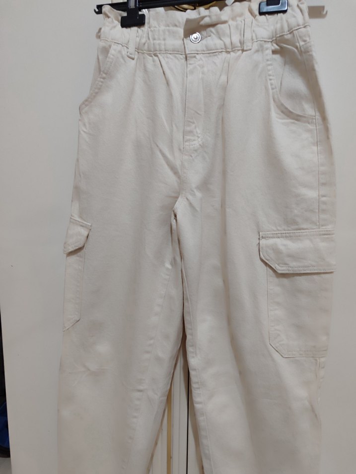 Bej Rahat Kesim Kadın Kumaş Pantolon - Görsel 5