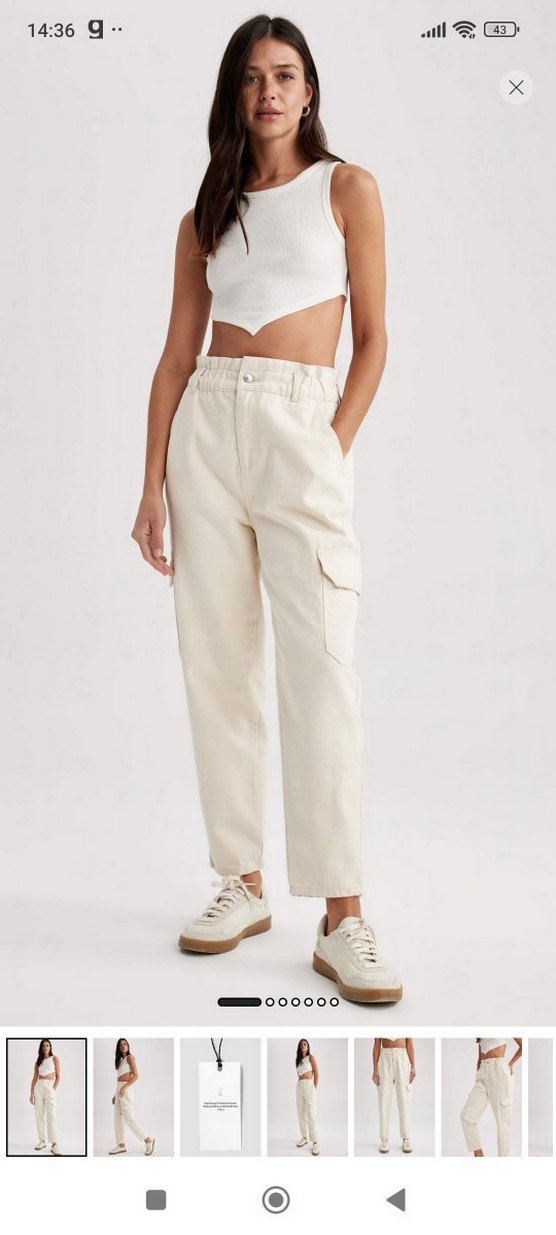 Bej Rahat Kesim Kadın Kumaş Pantolon - Görsel 3