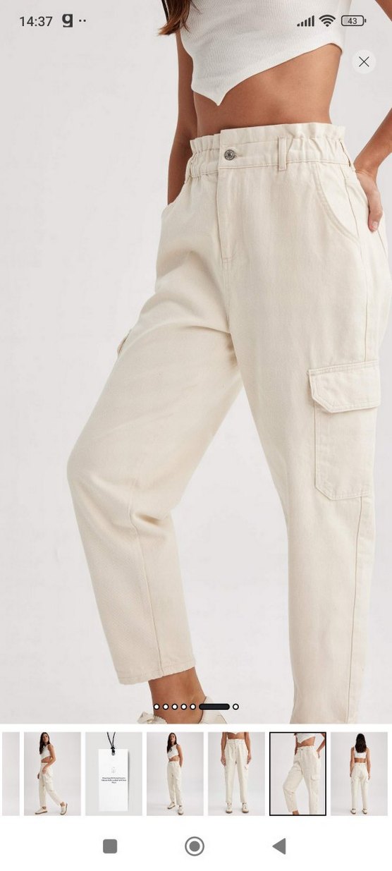 Bej Rahat Kesim Kadın Kumaş Pantolon - Görsel 2