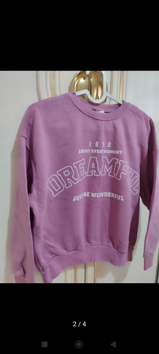 Mor Baskılı çocuk Sweatshirt - Görsel 2