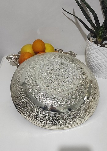 Gri ve Mavi Çiçek Desenli Tabak - Görsel 2