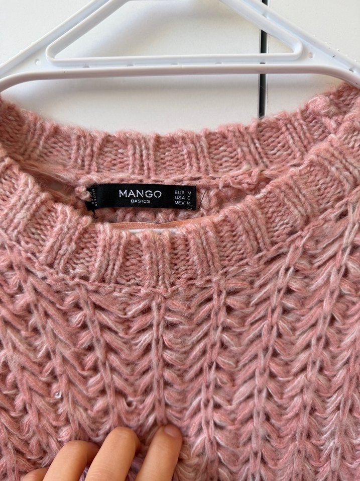 Pembe Örgü Kadın Kazak - Görsel 2