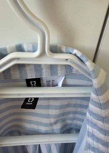 Mavi Çizgili Keten Kadın Gömlek - Görsel 2