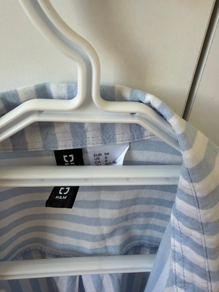 Mavi Çizgili Keten Kadın Gömlek - Görsel 2