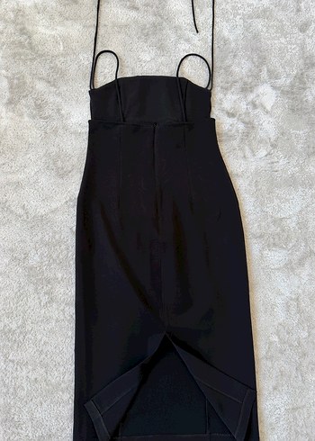 Uzun Siyah Straplez Gotik Elbise - Görsel 2