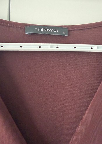 Bordo Drapeli V Yaka Uzun Elbise - Görsel 2