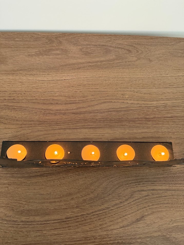 Dağ ve Geyik Figürlü Metal Mumluk - Görsel 4