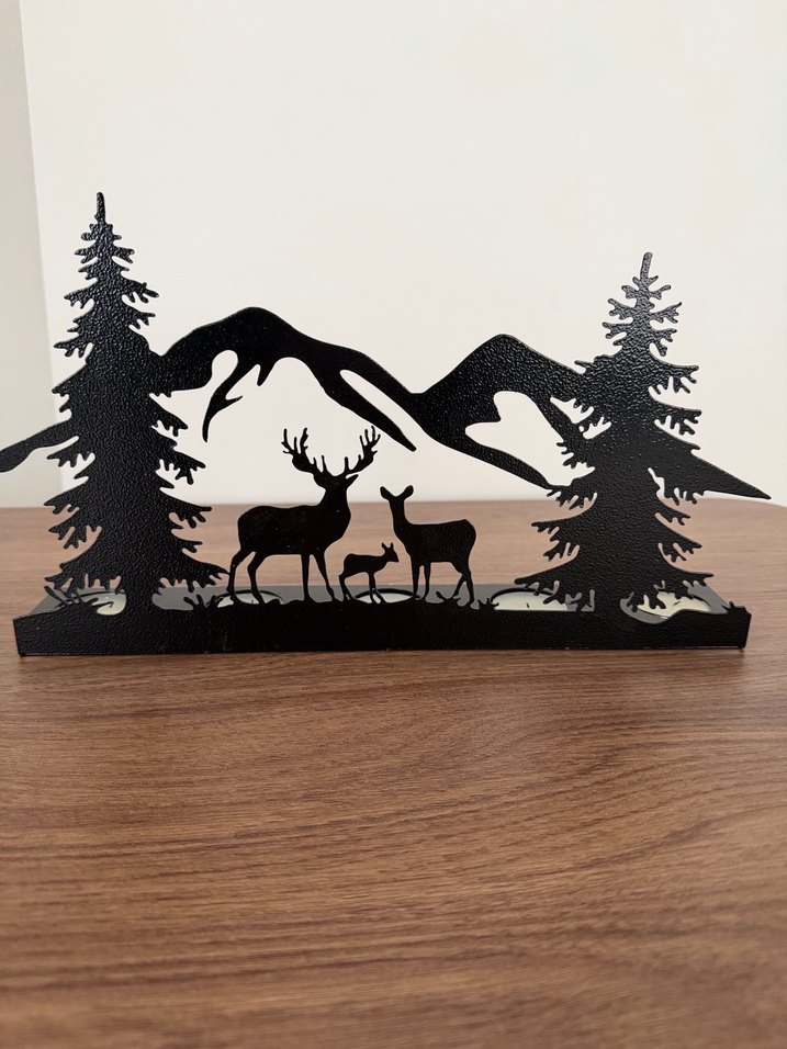 Dağ ve Geyik Figürlü Metal Mumluk - Görsel 2