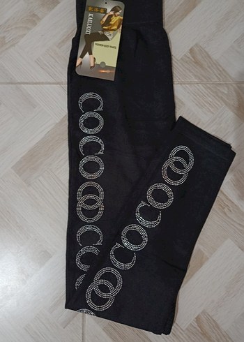 Siyah Payetli Nakışlı Kadın Tayt - Görsel 5