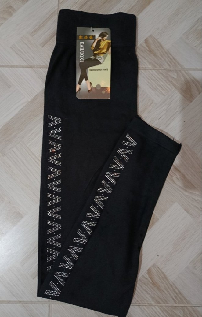 Siyah Payetli Nakışlı Kadın Tayt - Görsel 2