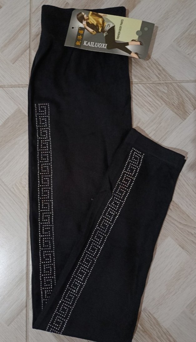 Siyah Payetli Nakışlı Kadın Tayt - Görsel 3