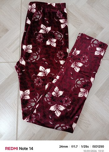 Bordo Yıldız ve Ay Desenli Kız Tayt - Görsel 3