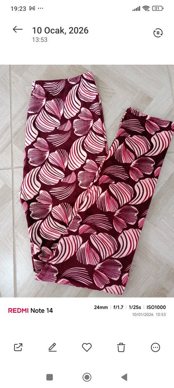 Bordo Yıldız ve Ay Desenli Kız Tayt - Görsel 4