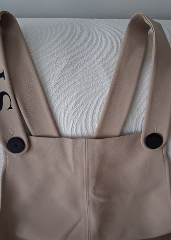 Bej Kadın Midi Askılı Tulum - Görsel 2