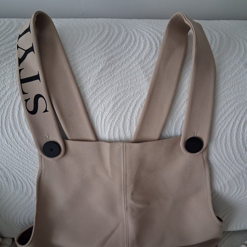 Bej Kadın Midi Askılı Tulum - Görsel 2