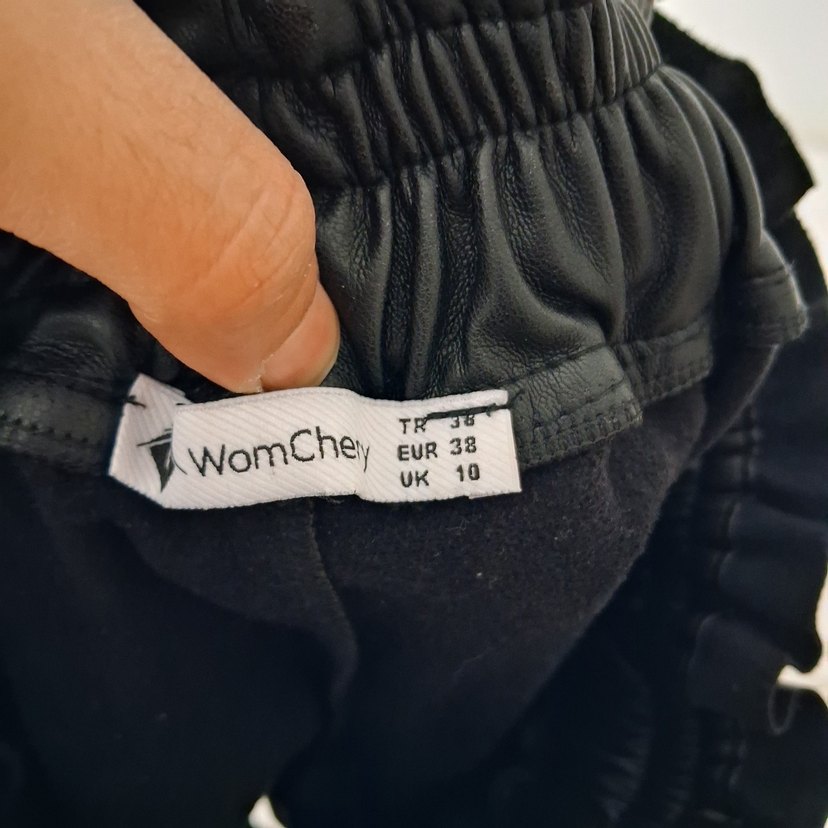 Kadın Siyah Deri Mini Şort womchey marka - Görsel 4