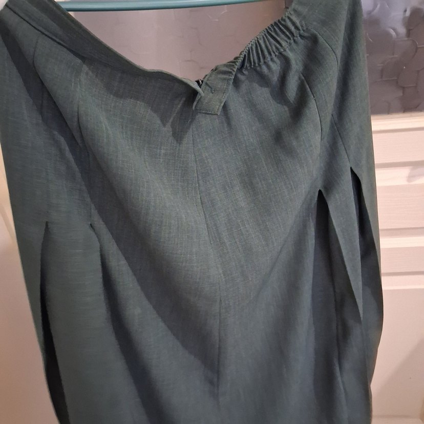 Gri Keten Midi Kadın Pantolon - Görsel 4