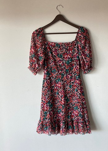 Çiçek Desenli Bohem Kadın Midi Elbise - Görsel 2