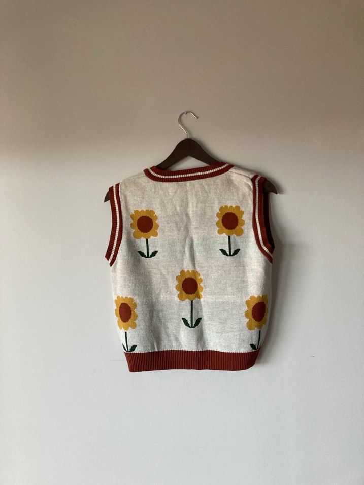 Çiçek Desenli Bohem Örgü Süveter - Görsel 2