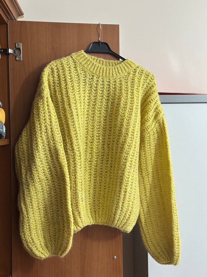 Sarı Örgü Kadın Kazak - Görsel 2