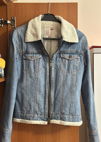 Kürk Detaylı Mavi Kot Ceket - Görsel 2