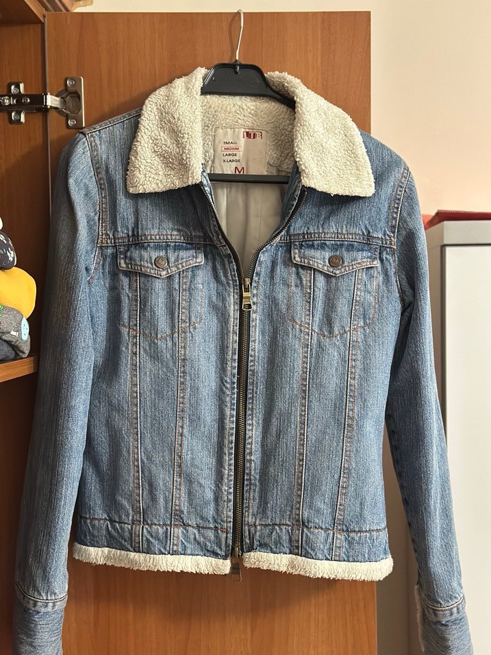 Kürk Detaylı Mavi Kot Ceket - Görsel 2