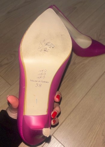 Parlak Pembe Deri Stiletto Topuklu Kadın Ayakkabı - Görsel 3