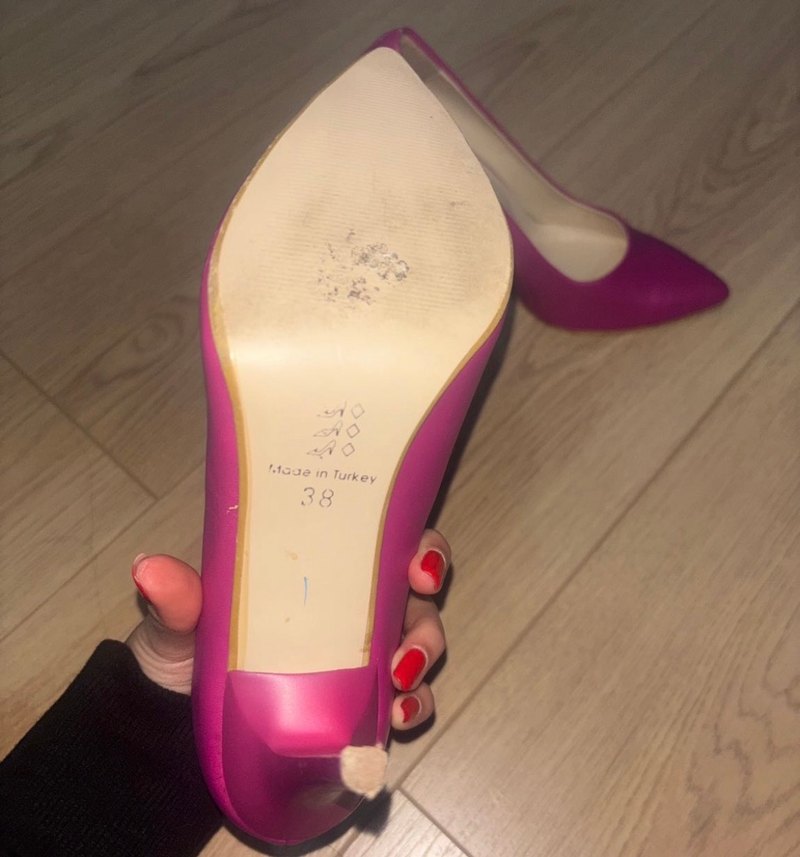 Parlak Pembe Deri Stiletto Topuklu Kadın Ayakkabı - Görsel 3