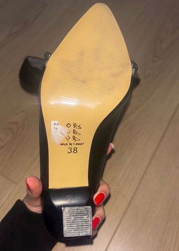 Klasik Siyah Deri Stiletto Yılan Desenli - Görsel 3