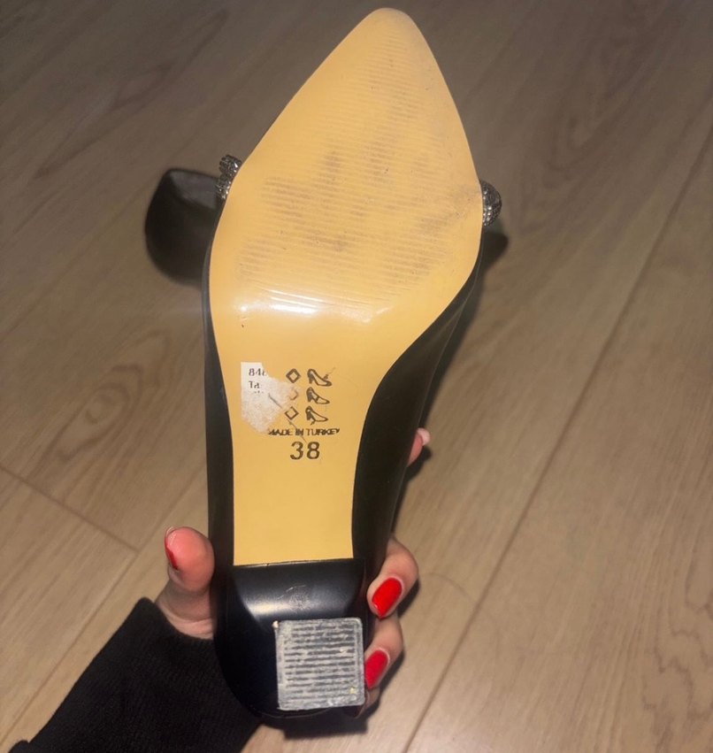 Klasik Siyah Deri Stiletto Yılan Desenli - Görsel 3