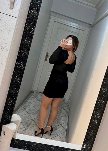 Şeffaf Detaylı Siyah Mini Yılan Desenli Elbise - Görsel 3