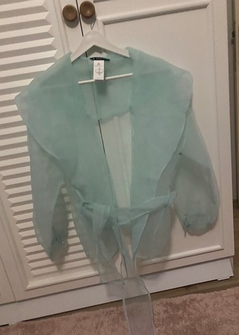 Şeffaf Mavi Midi Ceket - Görsel 2