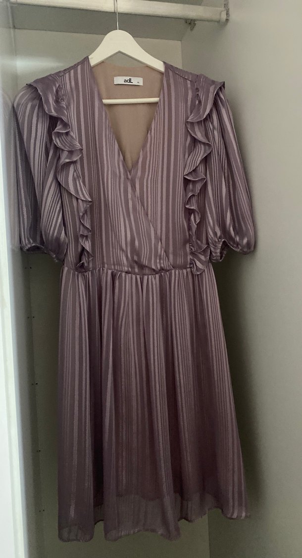 Mor Pilili şifon Abiye Elbise - Görsel 2