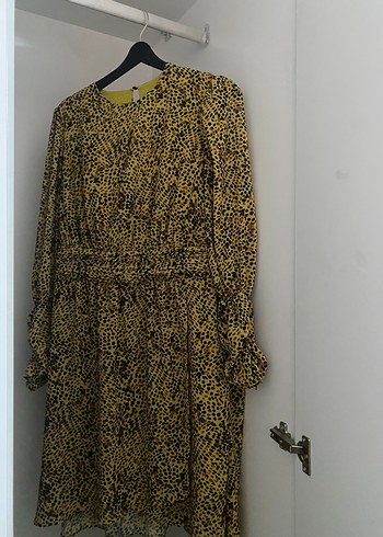 Kahverengi Desenli Midi Kadın Elbise - Görsel 2