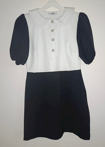 Adl marka Düğmeli Siyah Beyaz Midi Kadın Elbise - Görsel 2